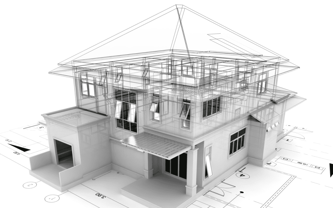 Detailed architectural blueprint of a contemporary residential house.
