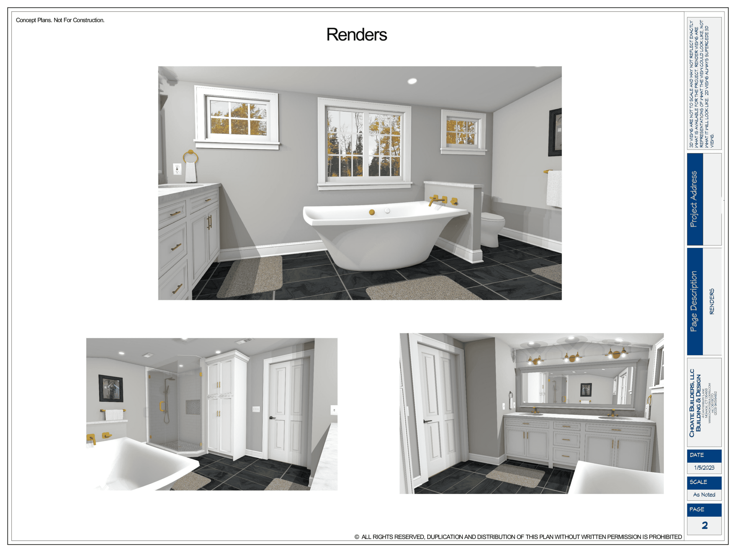 Bathroom renovation with bathtub and white cabinetry.