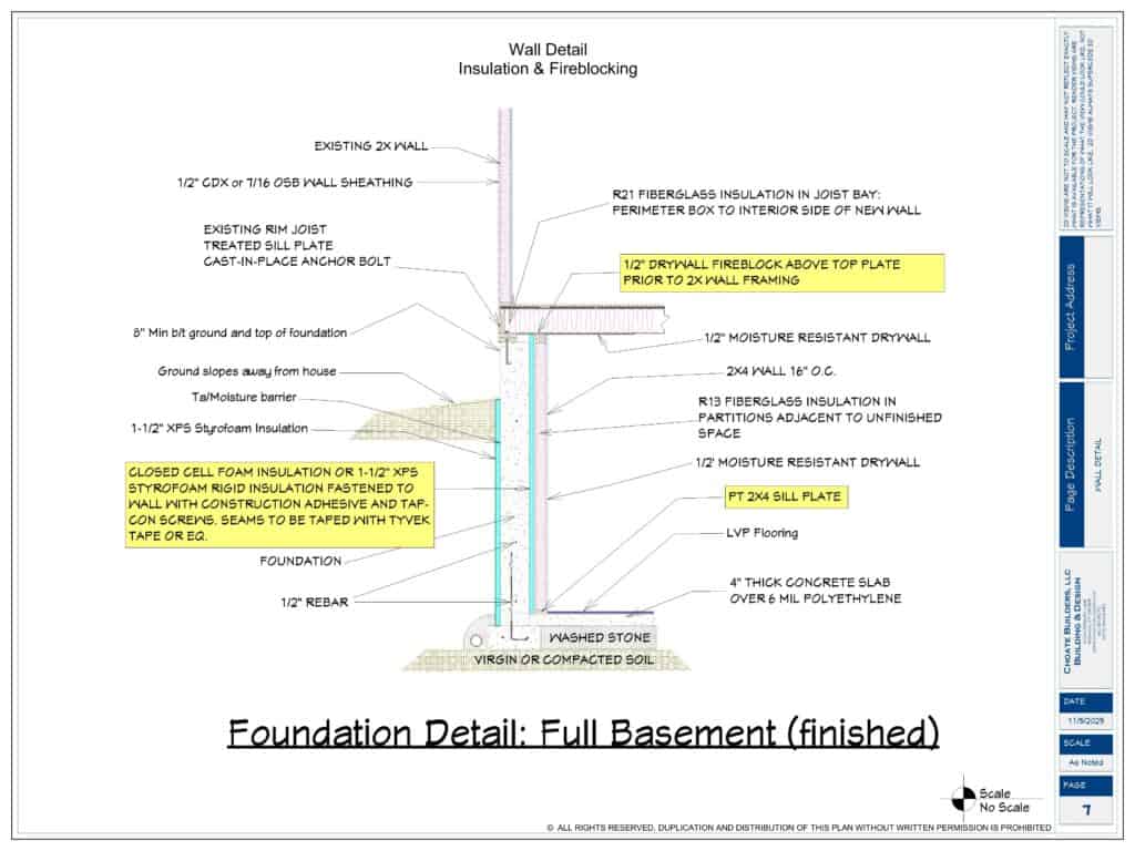 Insulation and Fireblocking in Basement.