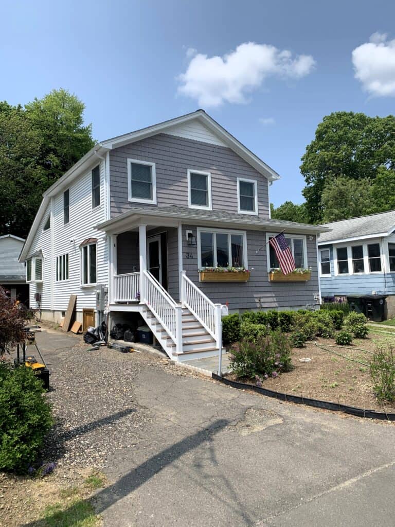 Beautiful new home with modern design and fresh exterior paint.