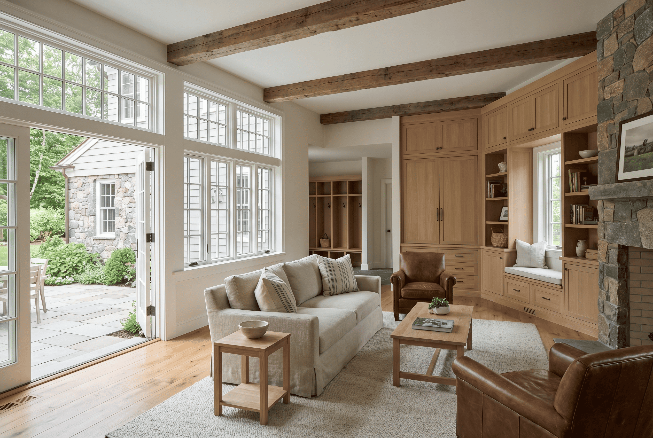 Bright living room with large windows and natural light.